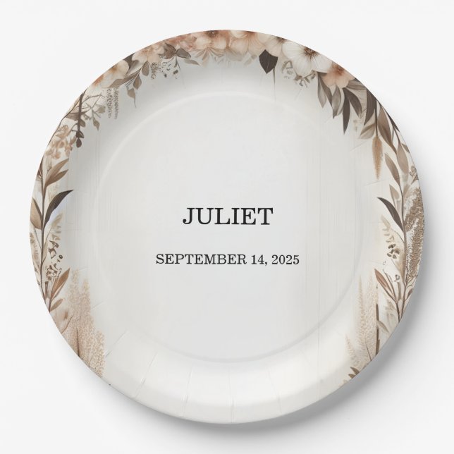 Assiettes En Carton Garden Spring Boho Boho Fête des mariées rustique (Devant)