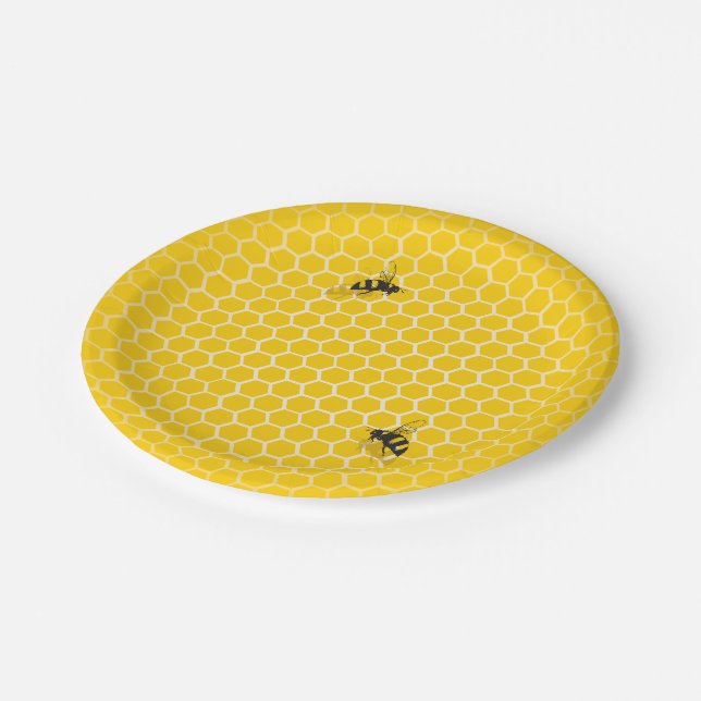 Assiettes En Carton Gardien d'abeilles à peigne de miel (Angle)