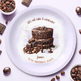 Assiettes En Carton Gâteau au chocolat Purple Brown 30e fête d'anniver