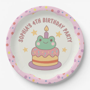 Assiettes En Carton Gâteau d'anniversaire personnalisé Kawaii Grenouil