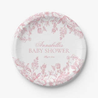 Assiettes En Carton Gâteau de Baby Shower Floral Vintage Chinoiserie R