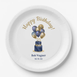 Assiettes En Carton Gâteau de ballons bleu marine pour 75e anniversair