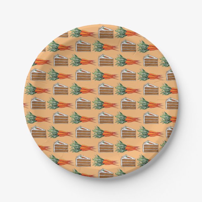 Assiettes En Carton Gâteau de carottes tranche de carottes orange fraî (Devant)
