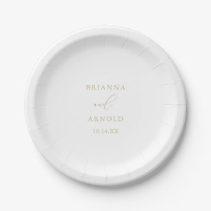 Assiettes En Carton Gâteau Mariage minimaliste Gold Classy Chic