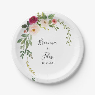 Assiettes En Carton Gâteau Mariage rose rose pâle