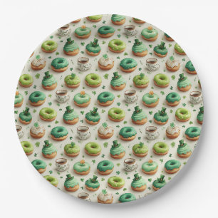 Assiettes En Carton Gâteaux et café de la Saint-Patrick en aquarelle