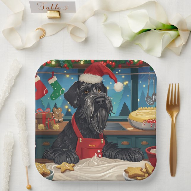 Assiettes En Carton Géant Schnauzer Gourmande : Noël Festif (Mariage)