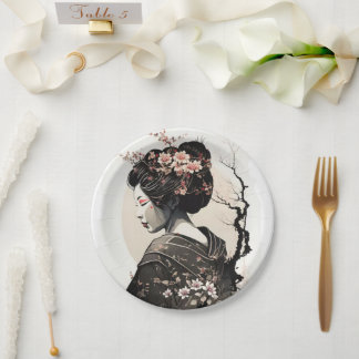 Assiettes En Carton Geisha japonaise