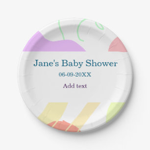Assiettes En Carton Genre neutre formes abstraites nom du baby shower