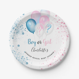 Assiettes En Carton Genre révéler baby shower bleu rose parties scinti