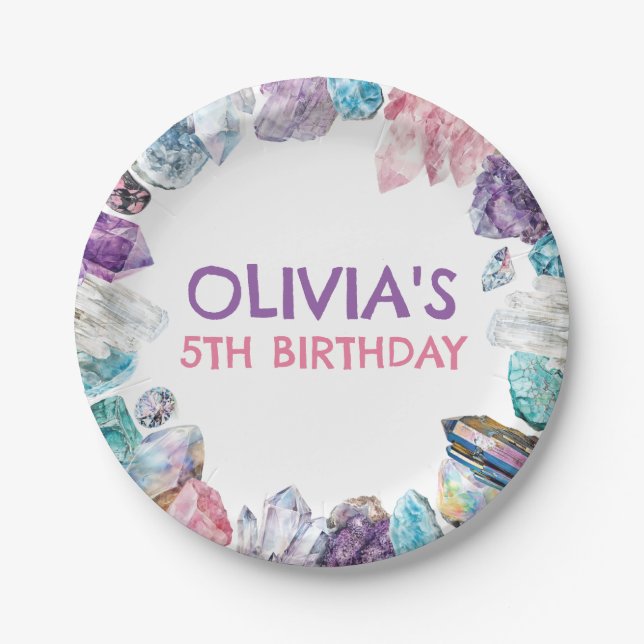 Assiettes En Carton Geology Girl Birthday Rocks Dig Party (Devant)