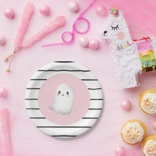 Assiettes En Carton Ghost Hey Boo Pastel Pink Halloween Anniversaire