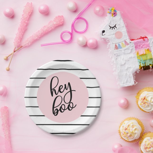 Assiettes En Carton Ghost Hey Boo Pastel Pink Halloween Anniversaire (Fête)