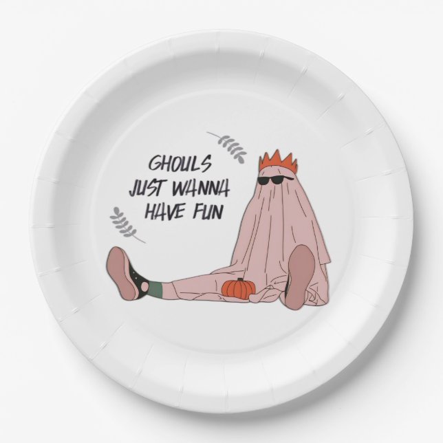 Assiettes En Carton Ghouls Veut Juste Avoir Un Slogan Classique Amusan (Devant)