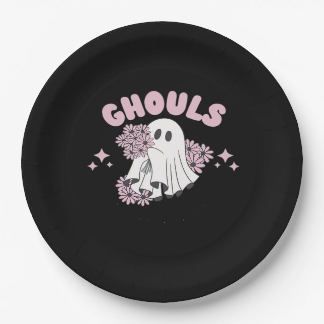 Assiettes En Carton Ghouls veut juste s'amuser Halloween Art Basic Sty (Devant)