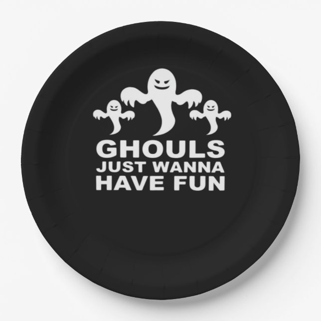 Assiettes En Carton Ghouls veut juste s'amuser Halloween drôle (Devant)