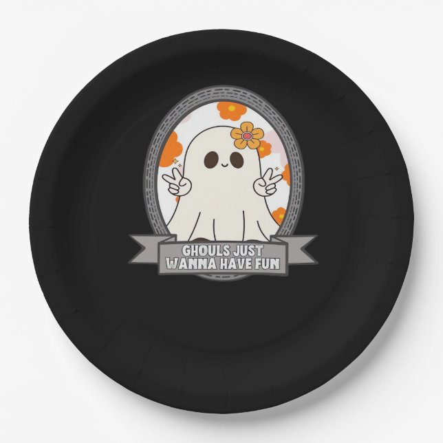 Assiettes En Carton Ghouls veut juste s'amuser Sloth Halloween (Devant)