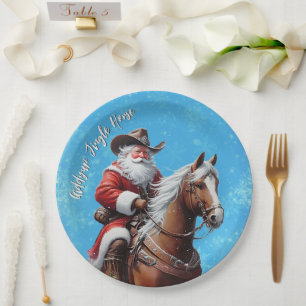 Assiettes En Carton Giddyup Jingle Horse Père Noël Noël Cadeau de Noël