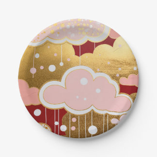 Assiettes En Carton Gilded Crimson Rainfall