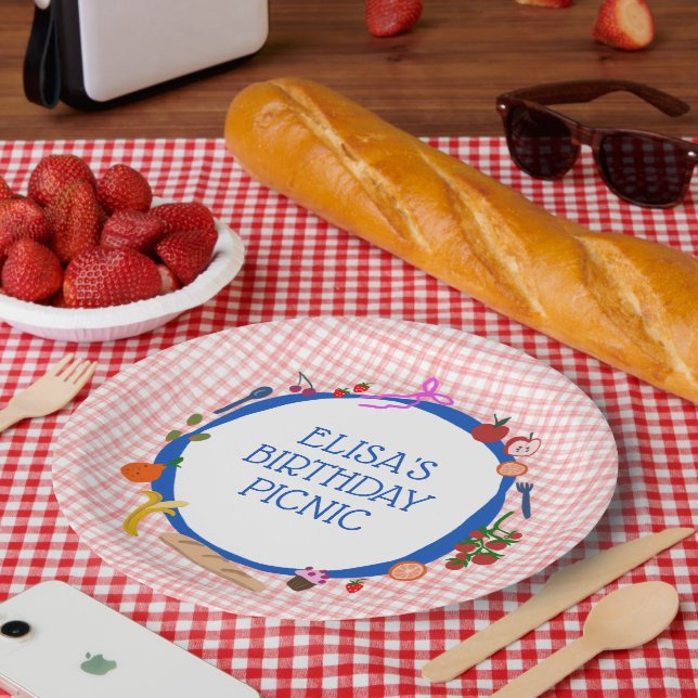 Assiettes En Carton Gingham Picnic Modern Cute CUSTOM BIRTHDAY PARTY (Pique-nique)