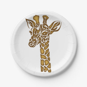 Assiettes En Carton Girafe aux ornements ethniques et tribaux