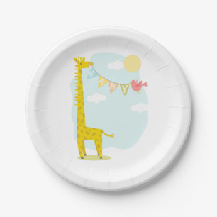 Assiettes En Carton Girafe + Baby shower de neutre d'oiseau