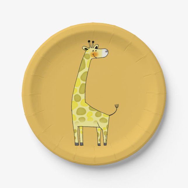 Assiettes En Carton girafe de bande dessinée (Devant)