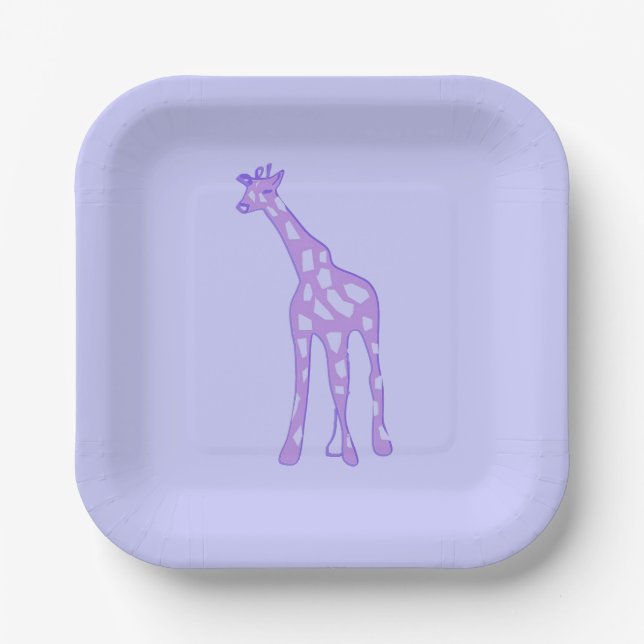 Assiettes En Carton girafe violette (Recto)