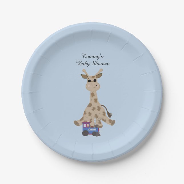 Assiettes En Carton Giraffe Avec Baby shower De Train (Devant)