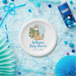 Assiettes En Carton Giraffe Baby shower Napkin (Garçon animal Safari)