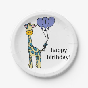 Assiettes En Carton Giraffe bébé - Plaques d'anniversaire - Personnali