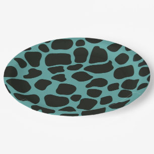 Assiettes En Carton Giraffe bleue et noire