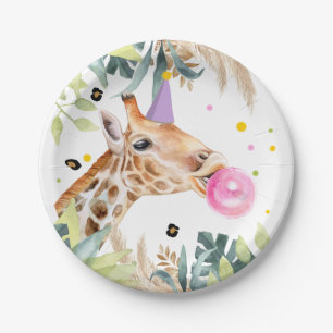 Assiettes En Carton Giraffe Fête Animaux Anniversaire Zoo Fille Safari