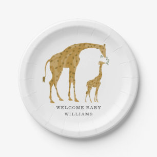 Assiettes En Carton Giraffe Mama et Baby shower minimaliste bébé