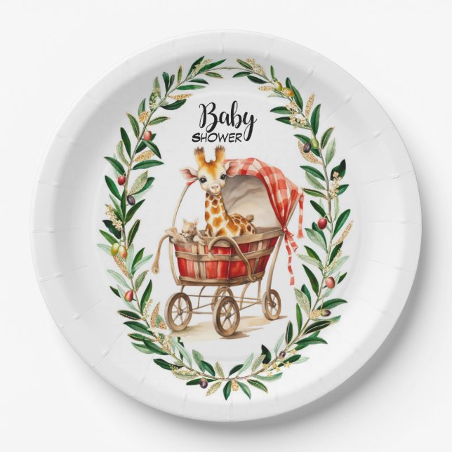 Assiettes En Carton Giraffe mignonne dans le Baby shower d'hiver de Ca (Devant)