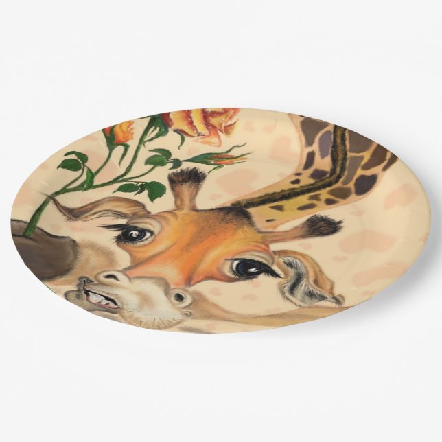 Assiettes En Carton Giraffe Romantique - Messieurs - Ajouter Votre Tex (Angle)