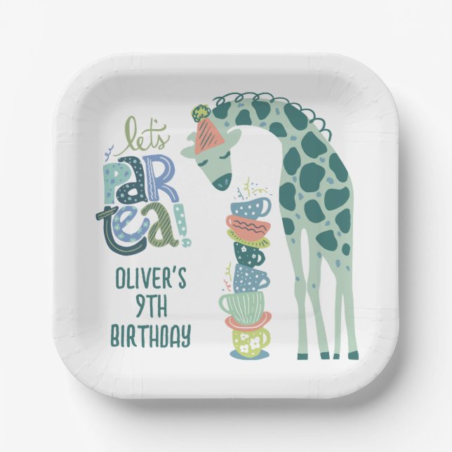 Assiettes En Carton Giraffe Tea Party Anniversaire de enfant Party (Recto)