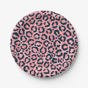 Assiettes En Carton Girl Artsy rose Poster de animal léopard