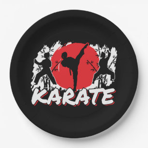 Assiettes En Carton Girls Karate - Thème japonais patriotique Japon