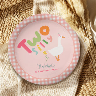 Assiettes En Carton Girls Two Silly Goose Pink Farm 2e anniversaire