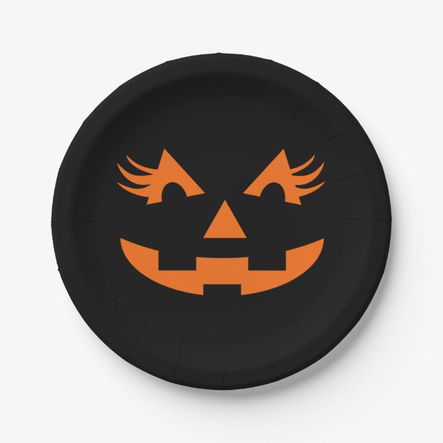 Assiettes En Carton Girly Jack-o'-lantern Halloween (Devant)