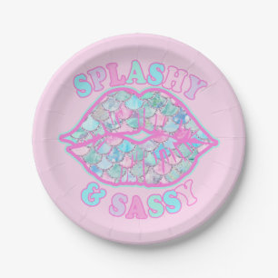 Assiettes En Carton Girly Splashy & Sassy Rose Turquoise Mermaid Kiss