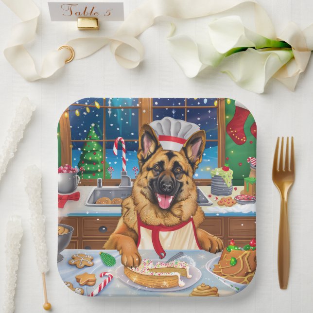 Assiettes En Carton Gîtes bergers allemands : Noël festif (Mariage)