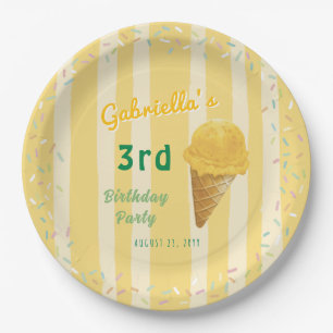 Assiettes En Carton Glaçage de glace jaune Fête d'anniversaire d'été