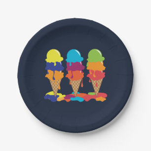 Assiettes En Carton Glace colorée fête d'anniversaire