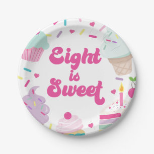 Assiettes En Carton Glace et gâteau Eight est un 8ème anniversaire dou