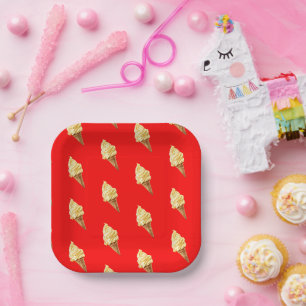 Assiettes En Carton Glace Rouge vif
