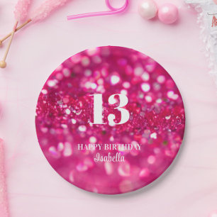 Assiettes En Carton Glam à Parties scintillant rose chaud personnalisé