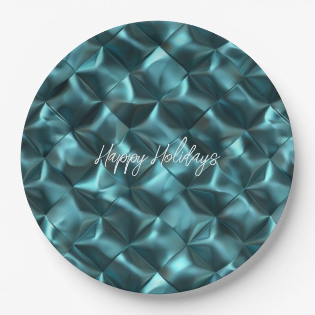 Assiettes En Carton Glam Abstrait bleu turquoise (Devant)
