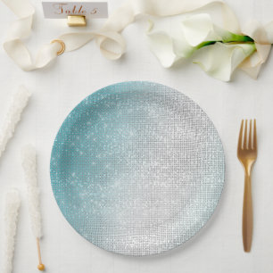 Assiettes En Carton Glam Glitzy Aqua Ombre Sparkle Mariage